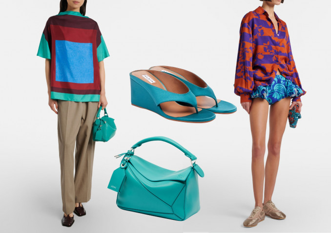 Rankinė, „Loewe“, bateliai, „Alaia“, palaidinė ir šortai, „Dries Van Noten“