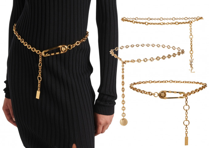Grandinėlių diržai: „Versace“, „Saint Laurent“, „Loewe“