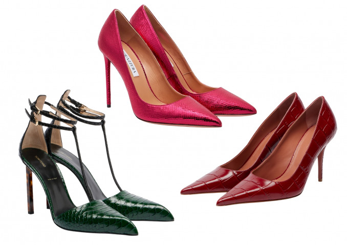 Egzotiškos odos aukštakulniai: „Tom Ford“, „Aquazzura“, „Amina Muaddi“