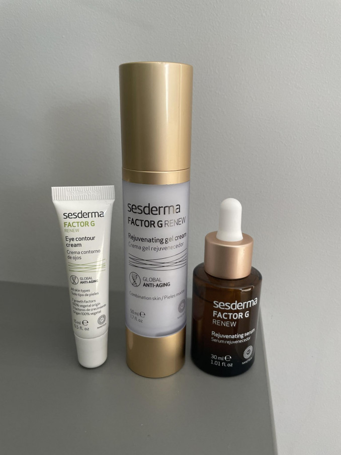 SESDERMA FACTOR G odą atstatantis paakių kremas, gelinis veido kremas ir serumas