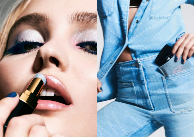 Modelis Lily-Rose Depp, „Chanel“ makiažo priemonių kolekcija „Denim“