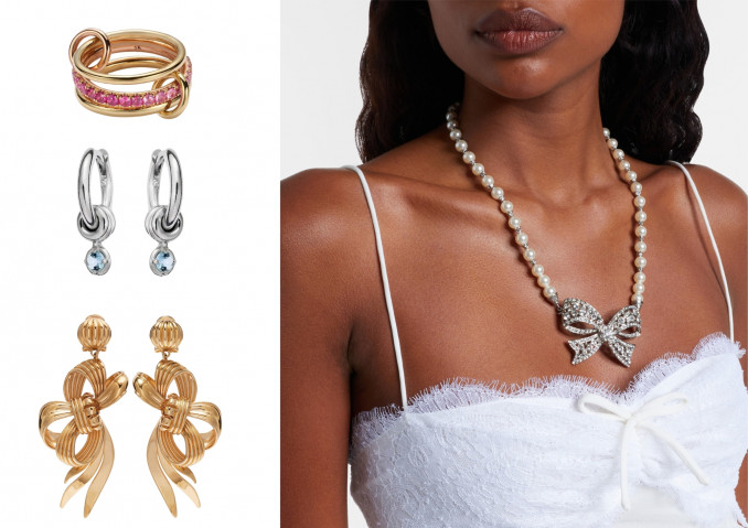 „Spinelli Kilcollin“, masyvūs auskarai, „Miu Miu“, vėrinys, „Alessandra Rich