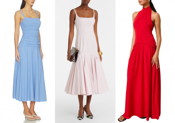 Suknelės: „Susana Monaco“, „Jacquemus“, „Solid & Striped“.
