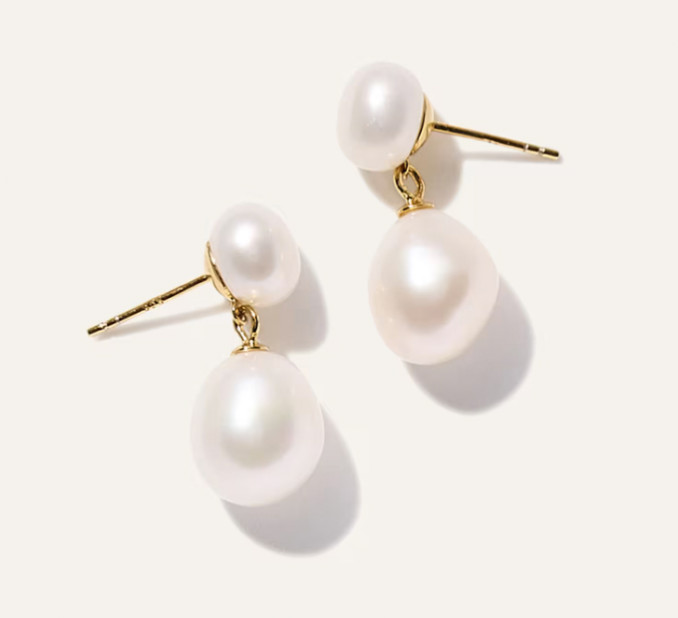 Freshwater Cultured Baroque Pearl Drop Earrings