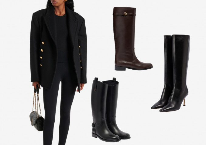 Tamprės, „Wolford“, auliniai batai: „Burberry“, „Jimmy Choo“, „Staud“