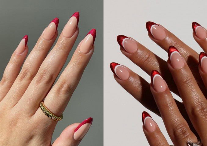 Raudonas prancūziškas manikiūras
