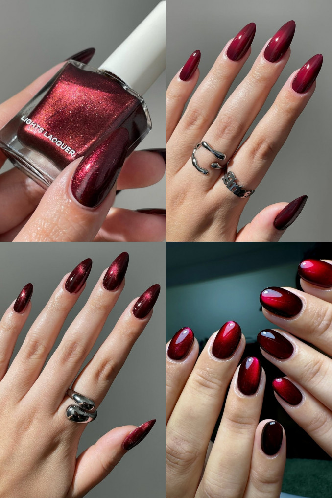 Vyšnių raudonio manikiūras