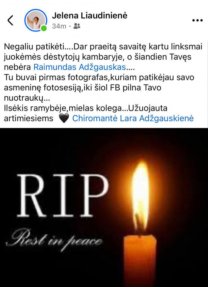 Apie netektį socialinėje medijoje pranešė jo kolegė Vilniaus dizaino kolegijoje, Jelena Liaudinienė